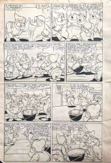 Nino Pagot | Paperino n. 101 - Tavola Originale di Nino Pagot "I 7 Nani buoni contro i 7 Nani cattivi" - Page volante - Exemplaire unique - (1939) | Catawiki
