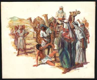 Connolly, Peter | Peter Connolly - Originele illustratie in gouache op board (23 x 19 cm.) - Bijbelse illustratie ’Jozef’ - (1950/1955) | Catawiki