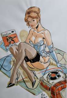 Meynet, Felix | Meynet, Felix - Dessin original couleur - Pin-up | Catawiki