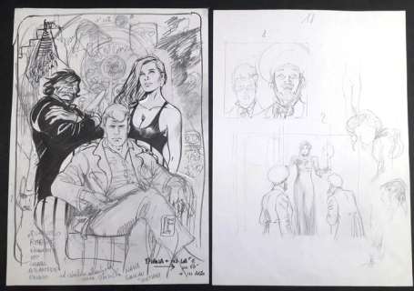 Lucio Filippucci | Martin Mystère - Lucio Filippucci - 2x Studi Preparatori "Martin Mystère: Docteur Mystère" - Firmato - Page volante - Exemplaire unique | Catawiki