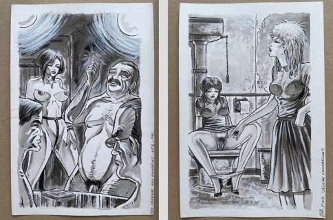 Géron, Jacques | Géron - 2x Dessin original - Page volante - Exemplaire unique | Catawiki