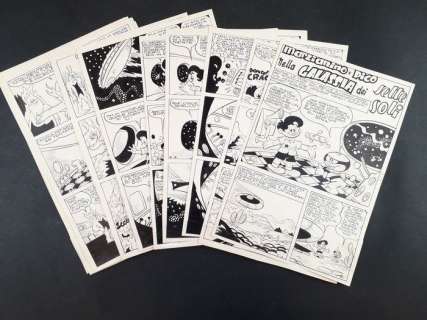 Aloisi | Aloisi - 14x Tavole Originali "Marzianino e Pico nella Galassia dei Sette Soli" - Firmate - Page volante - Exemplaire unique | Catawiki