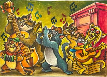 Joan Vizcarra | The Aristocats Characters [The Alley Cats] - Original Painting - Joan Vizcarra Signed - Acrylic Artwork - 50 x 35 cm | Catawiki