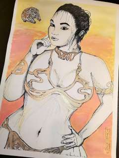 Tushikuni | Tushikuni - Original erotic drawing - "Sexy Star Wars slave" - Format: 30 x 40 cm. - (2021) | Catawiki