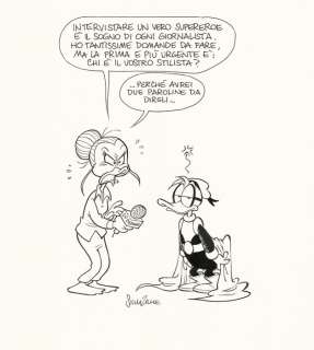 Silvia Ziche | Topolino # 3102 - Silvia Ziche - illustrazione originale "Che aria tira a... Paperopoli" - Exemplaire unique - (2015) | Catawiki