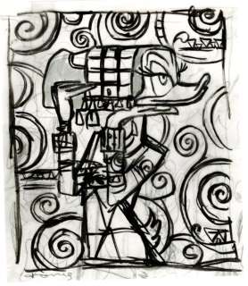 Tony Fernandez, Disney Artist | Daisy inspired by Gustav Klimt’s Tree of Life (1905) - Original Preliminary Sketch - Signed by Tony Fernandez | Catawiki