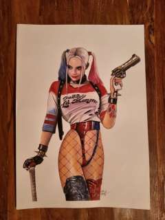Heijink, John | Batman, Harley Quinn - - Originele tekening in kleur - Harley Quinn - Page volante - (2021) | Catawiki