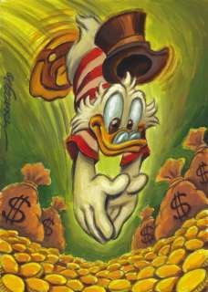 Joan Vizcarra | Uncle $crooge Diving Into Money - Original Painting - Joan Vizcarra - Acrylic Art | Catawiki