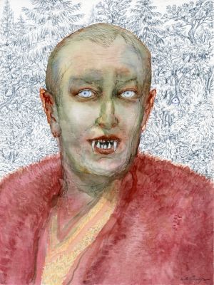 Nicolas de Crécy | Dessin original réalisé pour l’exposition Druillet-Vampires | Galerie Barbier