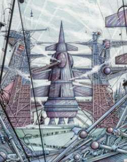  - Ian Miller (American, b. 1946)
 The Martian Chronicles - Rocketship, 1995
 Mixed media on board
 14 x 10-3/4 in.
 Initia...