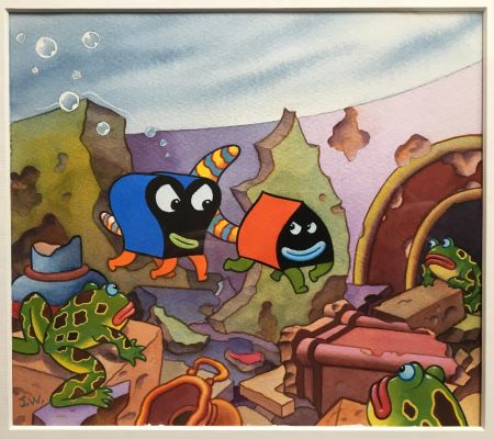 Jim Woodring | Pupshaw and Pushpaw page 11 watercolour | Thornbush Art