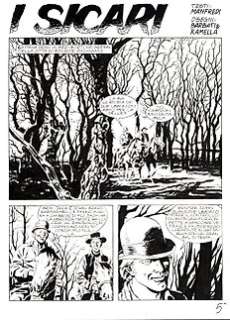 Giuseppe Barbati e Bruno Ramella - Magico Vento n. 47 - 4x Barbati/Ramella - Tavola Originale "I sicari" - Page volante - Exemplaire unique - (2001)