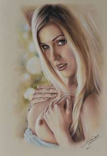 Denis Prenzel | Denis Prenzel - Original drawing - Pin-up - Anna Lena - Size: 29,7 x 42 cm. - (2021) | Catawiki