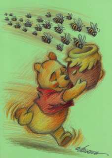 Joan Vizcarra | Winnie The Pooh and His Honey Jar! - Original Drawing - Joan Vizcarra - Pencil Art | Catawiki