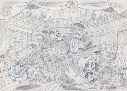 Julian Jordan | Julian Jordan - 29,5 x 41,4 cm A3 Scrooge and Glittering Goldie - Dawson Saloon - First pencil | Catawiki