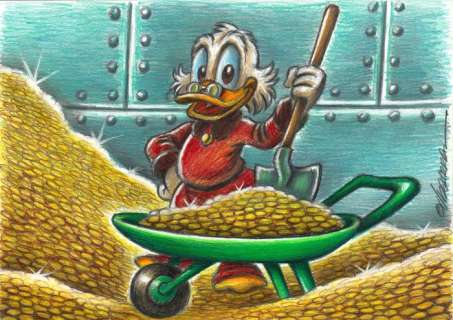 Joan Vizcarra | Uncle $crooge in "Money Mine" - Original Drawing - Joan Vizcarra - Pencil Art | Catawiki