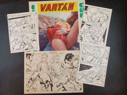 Sandro Angiolini | Sandro Angiolini - Vartan - La Bella moglie di Arthur Floss + Manifesto - Page volante - Exemplaire unique | Catawiki