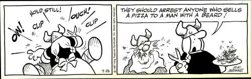 Browne - HAGAR THE HORRIBLE, "PIZZA", Daily Strip (09/28/1987) | Russ Cochran