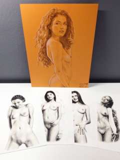 Misioteu, Ines Tuky | The Babes Pinup - 5x Originals Hot Nude Sexy Drawings Pencil - Signed - Page volante - (2018/2019) | Catawiki