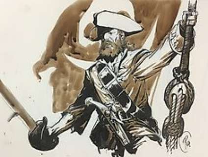 Ronan Toulhoat - Toulhoat - Dessin original - Hommage Ã  Barbe-Rouge