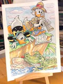 Alessandro Gottardo | Donald Duck - â€œNiente amicizia col coccodrilloâ€ - Dipinto originale di Alessandro Gottardo - Page volante - (2021) | Catawiki