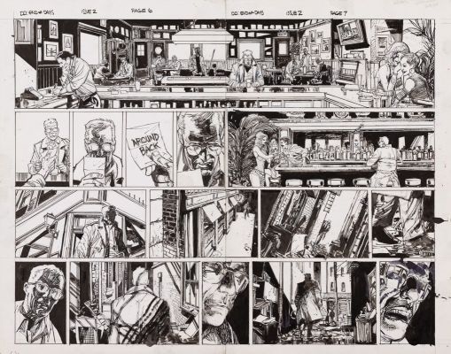 Klaus Janson | Daredevil: End of Days #2 - Page 6 & 7, Marvel Comics Penciler: Klaus Janson - Inker: Bill Sienkiwiecz, 2012 | Philippe Labaune Gallery