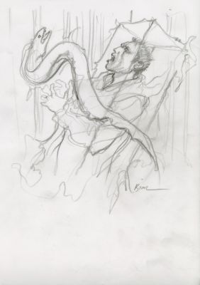 Enki Bilal | GRAPHITE IN PROGRESS 3 – Dessin original 80 | Galerie Barbier