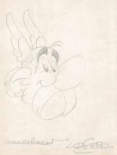 Uderzo | Astérix, Le Devin en édition originale, agrémenté d’une dédicace d’Uderzo. Etat moyen. | Septimus