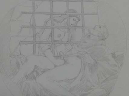 Leone Frollo | Leone Frollo - original artwork " le tentazioni di padre leopoldo " firmata - Page volante - Exemplaire unique | Catawiki