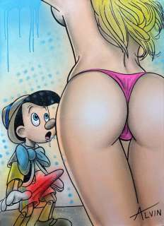 Alvin Silvrants | Pinocchio - Growing Wood - Original drawing in colour by Alvin Silvrants | Catawiki