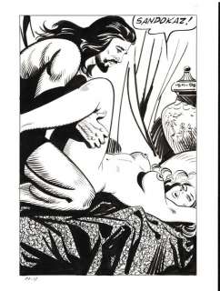 Birago Balzano - Zora la Vampira n. 34 - Birago Balzano - Tavola Originale Erotica "Sandokaz il pirata" - Page volante - Exemplaire unique - (1976)