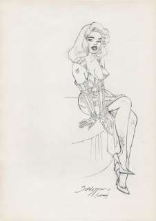 Roberto Baldazzini | Roberto Baldazzini - â€œJayne Mansfieldâ€ sullo stile di Bill Ward / illustrazione a matita - firmata | Catawiki