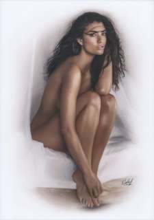 Calas, J.M. | Jean Michel Calas - Dessin original en couleur - Pin-up au bord du lit - Format dessin: 29,7 x 42 cm. - (2022) | Catawiki