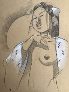 Michetz, Marc | Michetz, Marc - Dessin original couleur - Geisha - Format A4 - (2020) | Catawiki