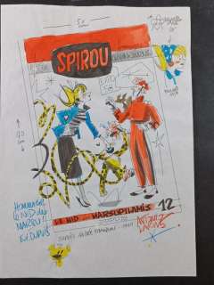 Lapone, Antonio | Lapone, Antonio - Original colour drawing - Tribute to Franquin | Catawiki