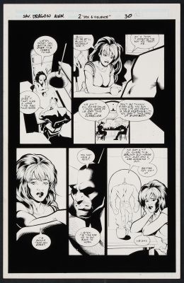 Mark Lipka, Adam Hughes, Rick Mays | Original Art from Savage Dragon Sex and Violence #2 (1997) Page 6 Layouts by Adam Hughes, Pencils by Rick Mays, Inks by Mark Lipka | mycomicshop.com (Buy It Now)