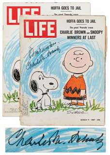 Charles Schulz Signed ’’LIFE’’ Magazine Without Inscription -- Charlie Brown & Snoopy Appear on Cover of 1967 Magazine with Headline ’’The great ’Peanuts’ craze’’ | Nate Sanders