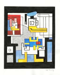 Tony Fernandez, Disney Artist | Donald & Daisy Inspired By Le Corbusier’s Plate ("Poem of the Right Angle", 1947–53) - Original Painting - Signed by Tony Fernandez - Acrylic Art - Original Artwork | Catawiki