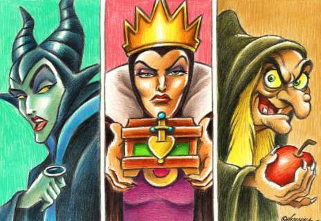 Joan Vizcarra | Disney Villains: Maleficent, The Evil Queen/Wicked Queen - Original Drawing - Joan Vizcarra - Pencil Art - Original Artwork | Catawiki