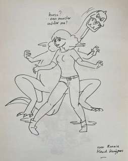 Henk Kuijpers | Franka - Circus Santekraam - gesigneerd met originele tekening Franka met monster - EO - (1985) | Catawiki