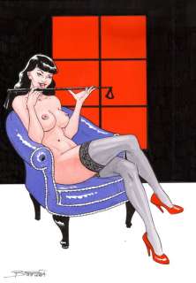 Elisabetta Barletta | Pin Up - E. Barletta - illustrazione originale “Betty Page” - Exemplaire unique (2023) | Catawiki