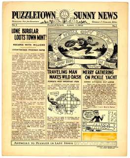 Carlson - PUZZELROWN SUNNY NEWS, No. 1, Original Comic Book Art (04/01/1933) | Russ Cochran