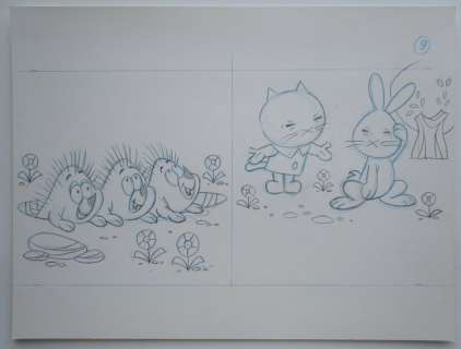 Ray Goossens (Studio) | Ray Goossens (Studio) - MUSTI - Originele pagina (potlood versie) (p.9) - Babysit - (2005) | Catawiki