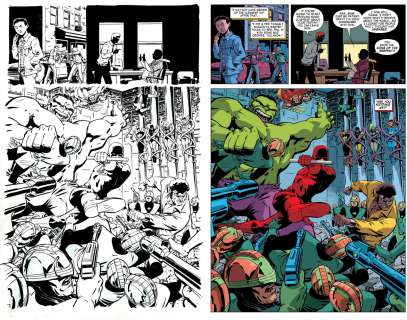 Javier Rodriguez - daredevil #28 splash (sold live on ‘dueling dealers of comic art‘ episode #32 podcast on 8-18-2021(re-watch this funny art selling show here)