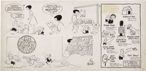 Bil Keane The Family Circus Sunday Comic Strip Original Art dated 2-14-65 (Register and Tribune Syndicate, -
