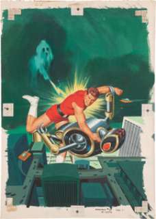 Vic Prezio Magnus, Robot Fighter #21 Space Spectre Painted Cover Original Art (Gold Key, 1968). "A giant -