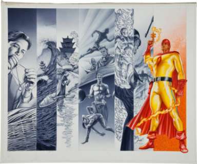 Doug Klauba and Alex Ross Project Superpowers: Chapter Two #4 "The Flame Origin" Double-Page Spread -