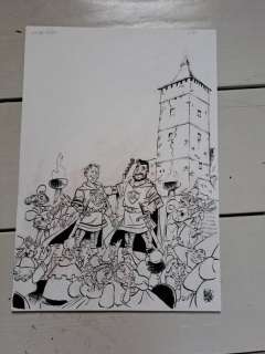 Charel Cambré | Cambré, Charel - De Rode Ridder - Originele tekening affiche - optreden Helmut Lotti en Metejoor - domein Kasteel van Horst - (2023) | Catawiki