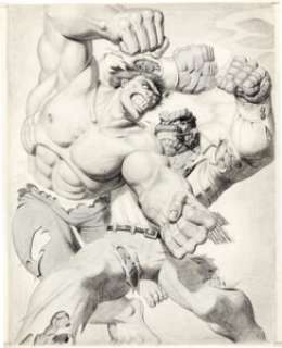 Rich Larson Marvel Super Hero Portfolios Set One The Incredible Hulk Portfolio Preliminary Plate Illustration -