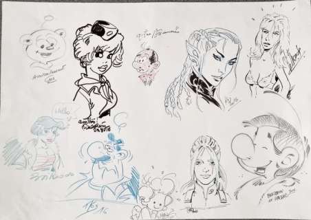 Walthéry / Gos / Kox / Divers Auteurs | Walthéry / Gos / Kox / Kyko / Di Sano / Attanasio / divers auteurs - Fresque BD - 10x dédicace | Catawiki